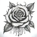 black rose with degraded of red and blood dripping tattoo design idea