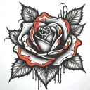 black rose with degraded of red and blood dripping tattoo design idea