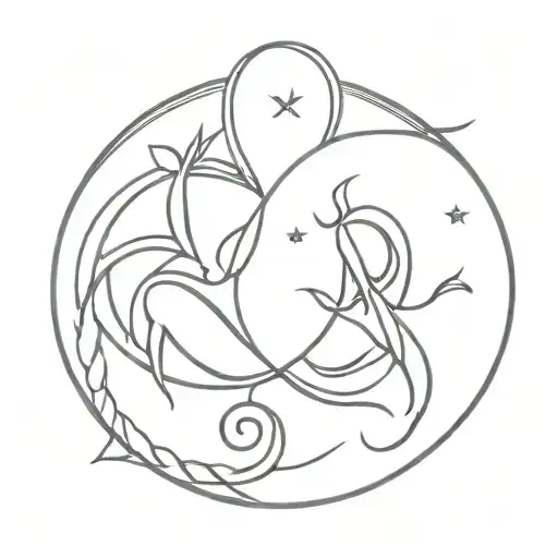 Virgo and Aquarius symbol intertwined tattoo design idea