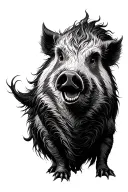 boar scratching oaktree tattoo design idea