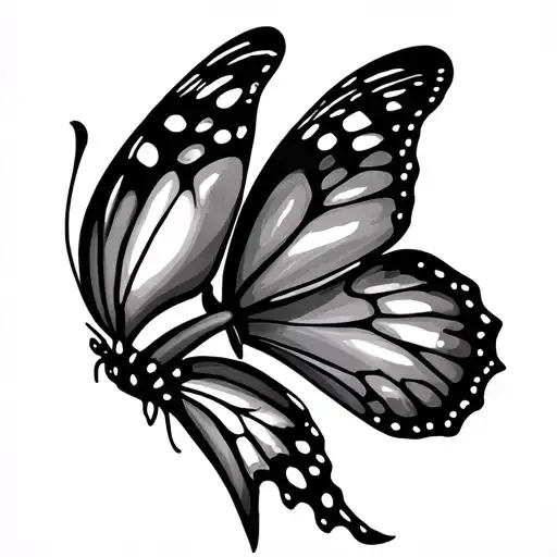 Butterfly tattoo with the outline of the tattoo having 444 in side the butterfly wings should say ways tattoo design idea
