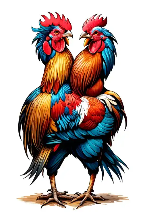 2 cocks fighting each other tattoo design idea