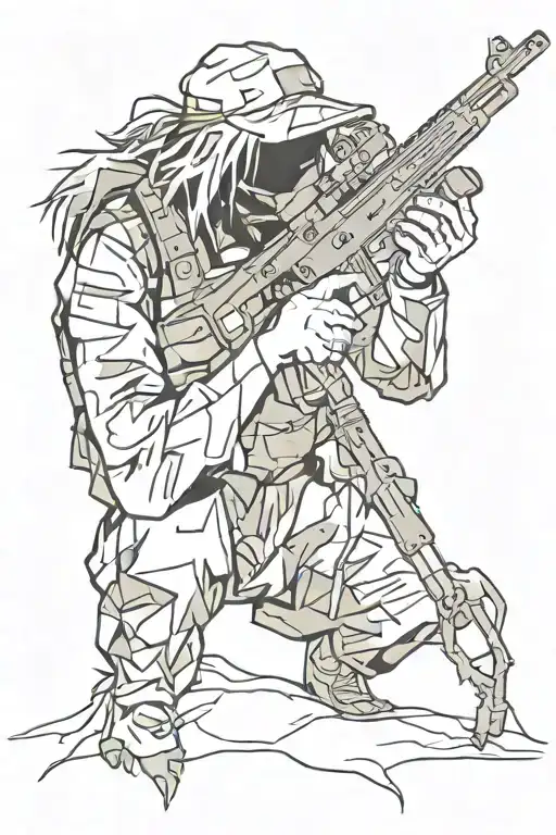 Sniper in a ghillie suit  tattoo design idea