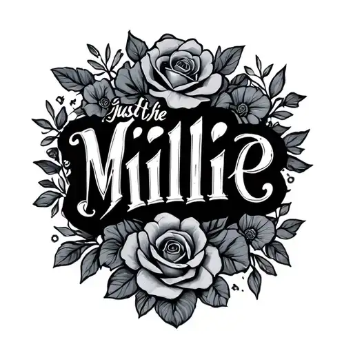 just the word millie in fancy text tattoo design idea