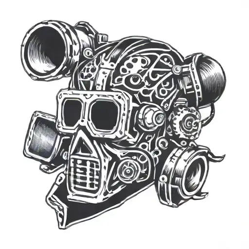 goalie mask and camera tattoo design idea