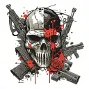 ww1 battle , skull, guns, gasmask tattoo design idea