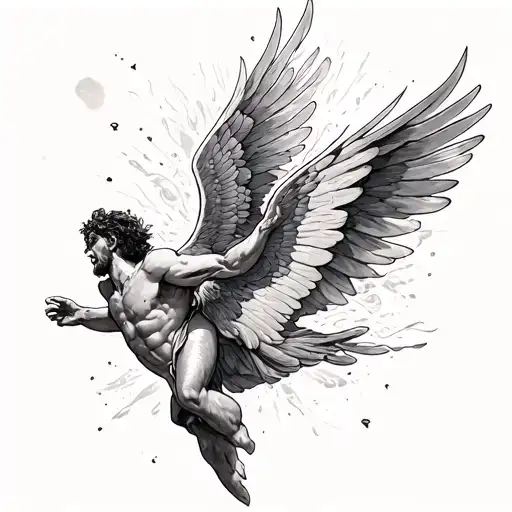 icarus falling tattoo design idea