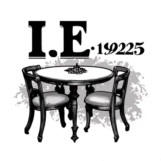 "I.E 1927-2025" "I.E 1927 2025" table and chair tattoo design idea
