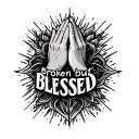 "Broken but Blessed " Praying Hands tattoo design idea