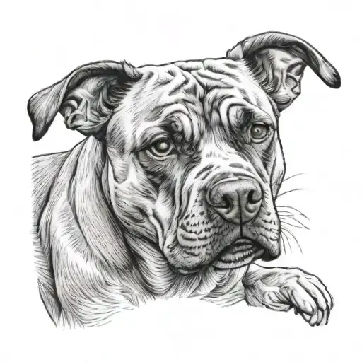 old staffy floppy ear sitting tattoo design idea