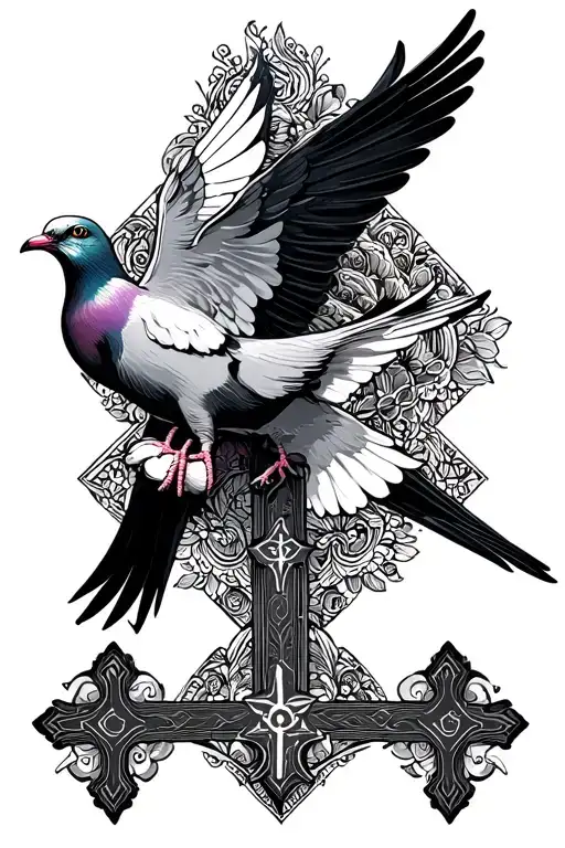 doves filipino culture and three crosses tattoo design idea
