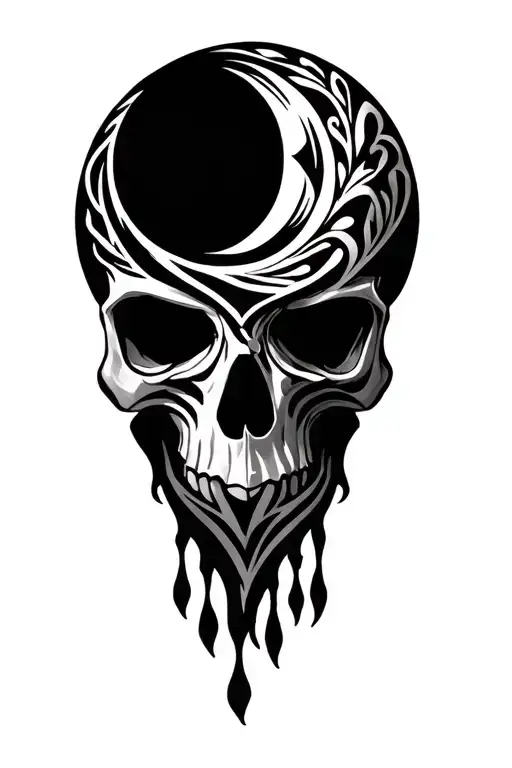 eclipse half skull cross maori with tattoo design idea