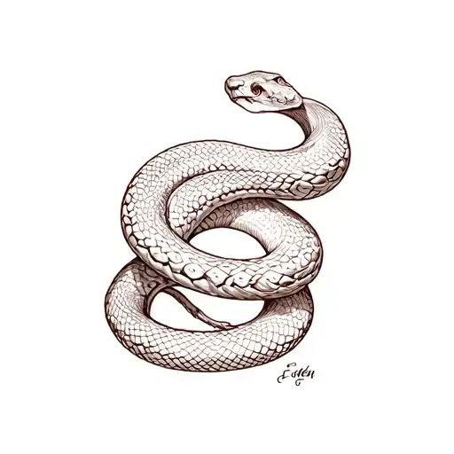 Eden apple tree snake wrapped tattoo design idea