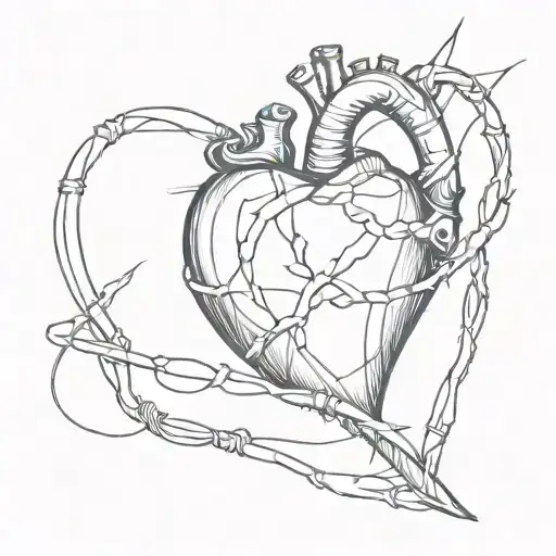 simple sacret heart, no barb wire wrapped tattoo design idea