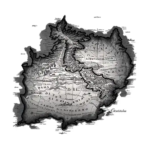 old world map with aspects of Camino De Santiago tattoo design idea