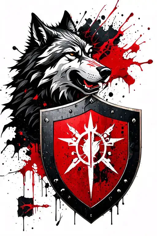 wolf and shield stark sigil tattoo design idea