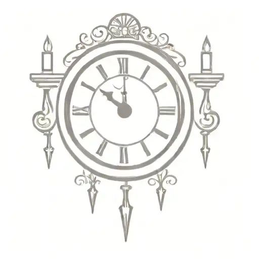 a mantle clock and a candelabra tattoo design idea