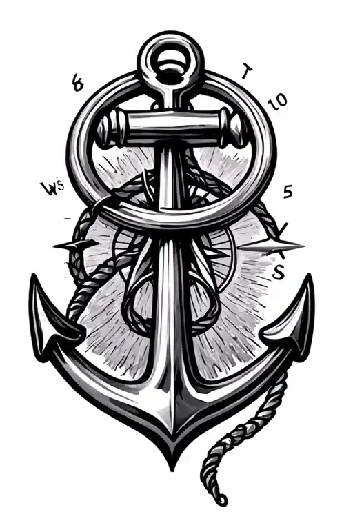 Anchor Compass tattoo design idea