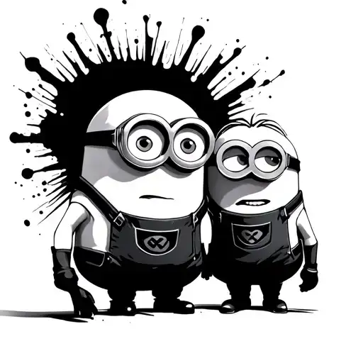 minions gru trash polka style tattoo design idea