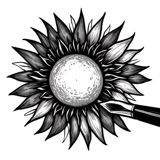 sunshine being colored with a paintbrush tattoo design idea