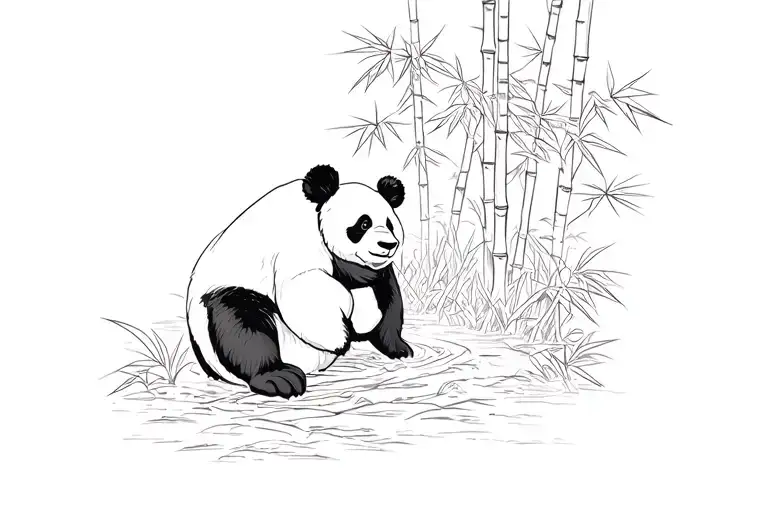 panda in bamboo forest tattoo design idea