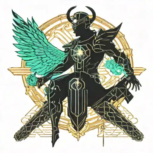 gabriel archangel slaying satin tattoo design idea