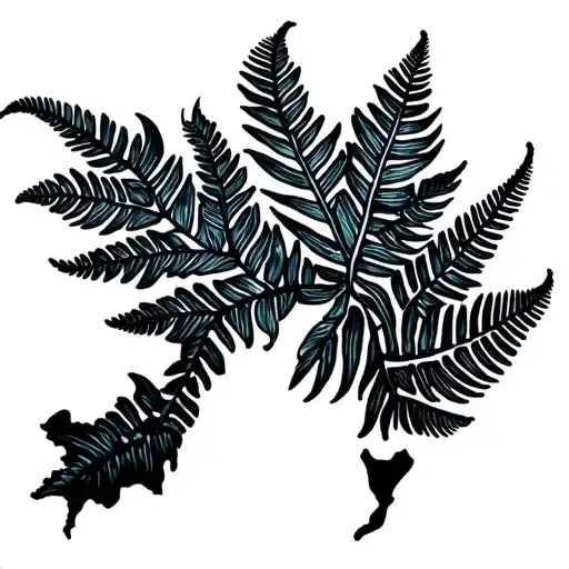 nz map black with delicate silver fern leaf tattoo design idea