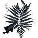 nz map black with delicate silver fern leaf tattoo design idea