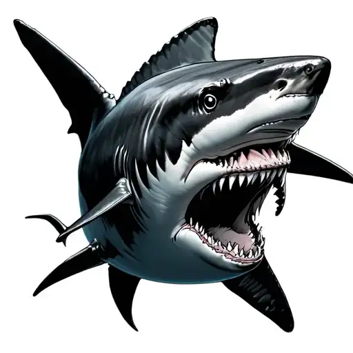 top down view bull shark swimming tattoo design idea