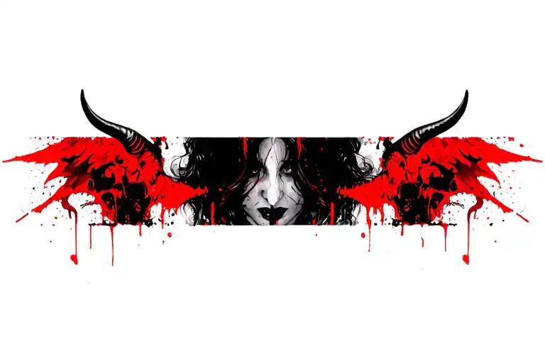 angel and devil horns tattoo design idea
