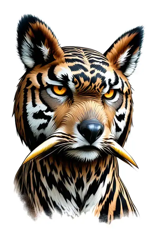elephant tiger owl wolf looking forward tattoo design idea