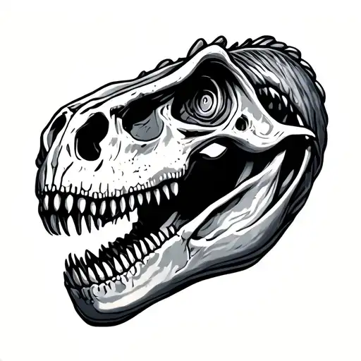 dinosaur eating dinosaur skull tattoo design idea