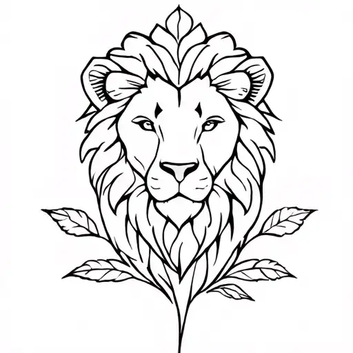 Lion et rose intertwined tattoo design idea