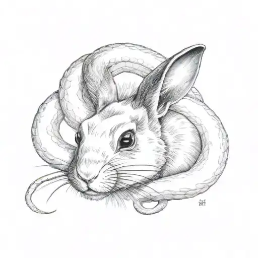chinese starsign rabbit snake and rat tattoo design idea