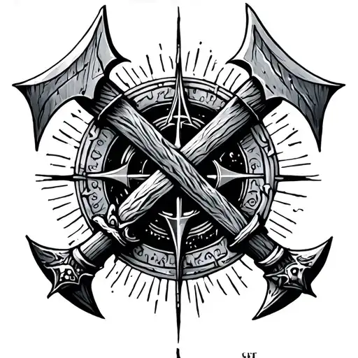 vegvisir above crossed axes tattoo design idea