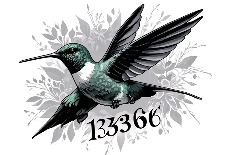 "13636" hummingbird flying tattoo design idea