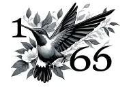 "13636" hummingbird flying tattoo design idea