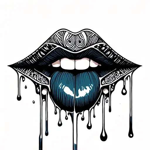 lips, tongue, dripping milk tattoo design idea