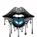 lips, tongue, dripping milk tattoo design idea