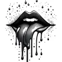 lips, tongue, dripping milk tattoo design idea