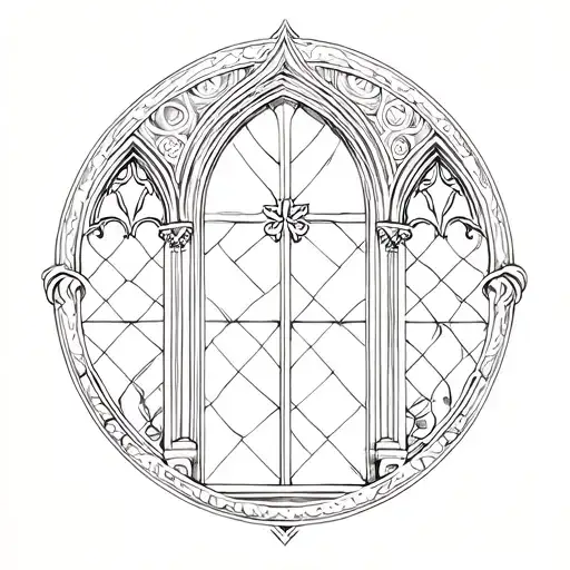 Ethel cain themed tattoo incorporating chapel windows tattoo design idea