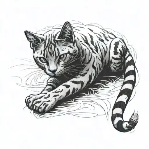 cat toe beans claws reaching upward tattoo design idea