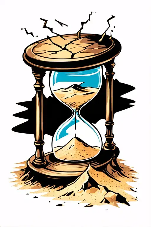 Cracked Hourglass sand running tattoo design idea
