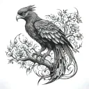phoenix with tree of life tattoo design idea