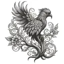 phoenix with tree of life tattoo design idea