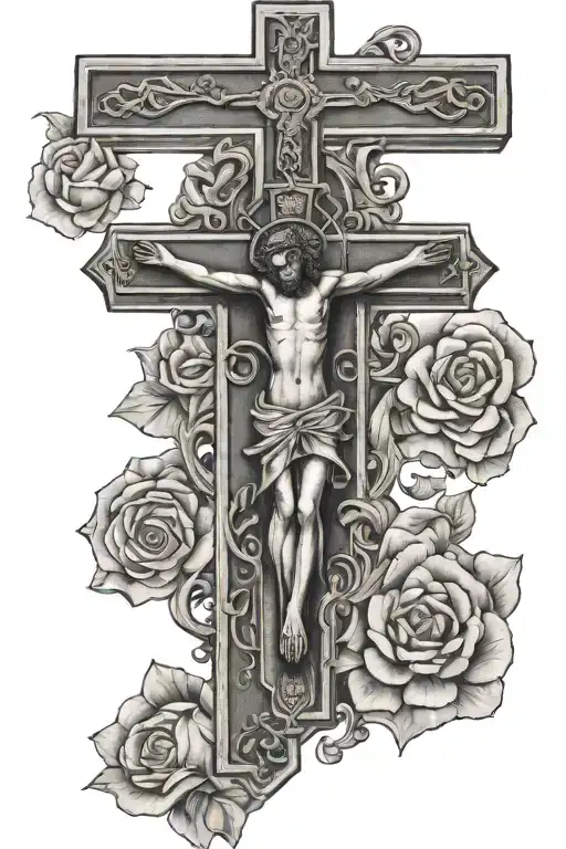 crucifix, ex voto, lucky charm tattoo design idea