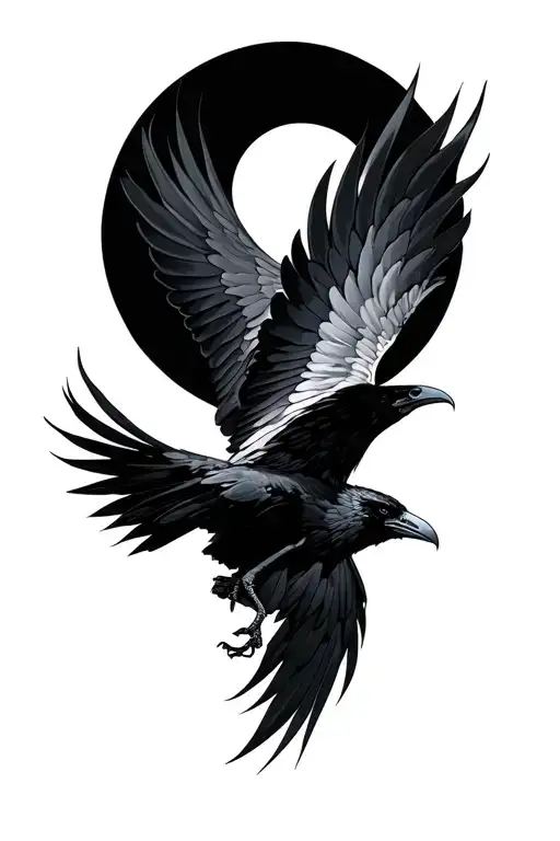 morrigan ravens flying tattoo design idea
