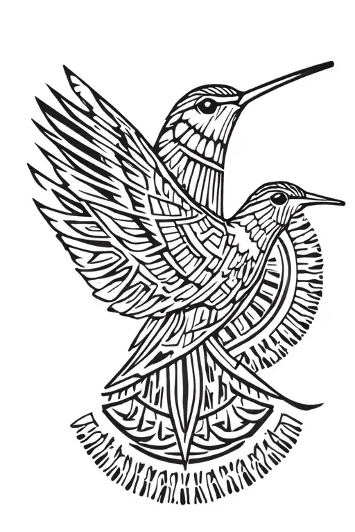 Aztec hummingbird hovering tattoo design idea