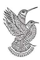Aztec hummingbird hovering tattoo design idea