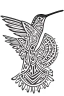 Aztec hummingbird hovering tattoo design idea